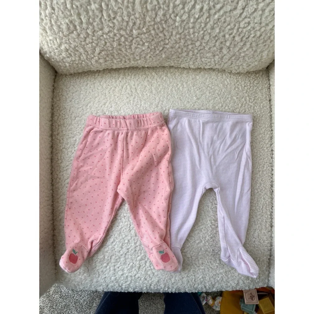 Bundle of Baby Girls Pink Pants with Feet Chick Pea & Ralph Lauren